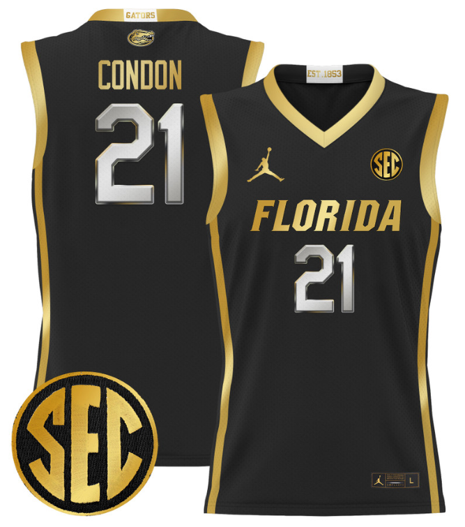 Alex Condon Jersey #21 Florida Gators 2024 Lightweight Basketball Black Gold