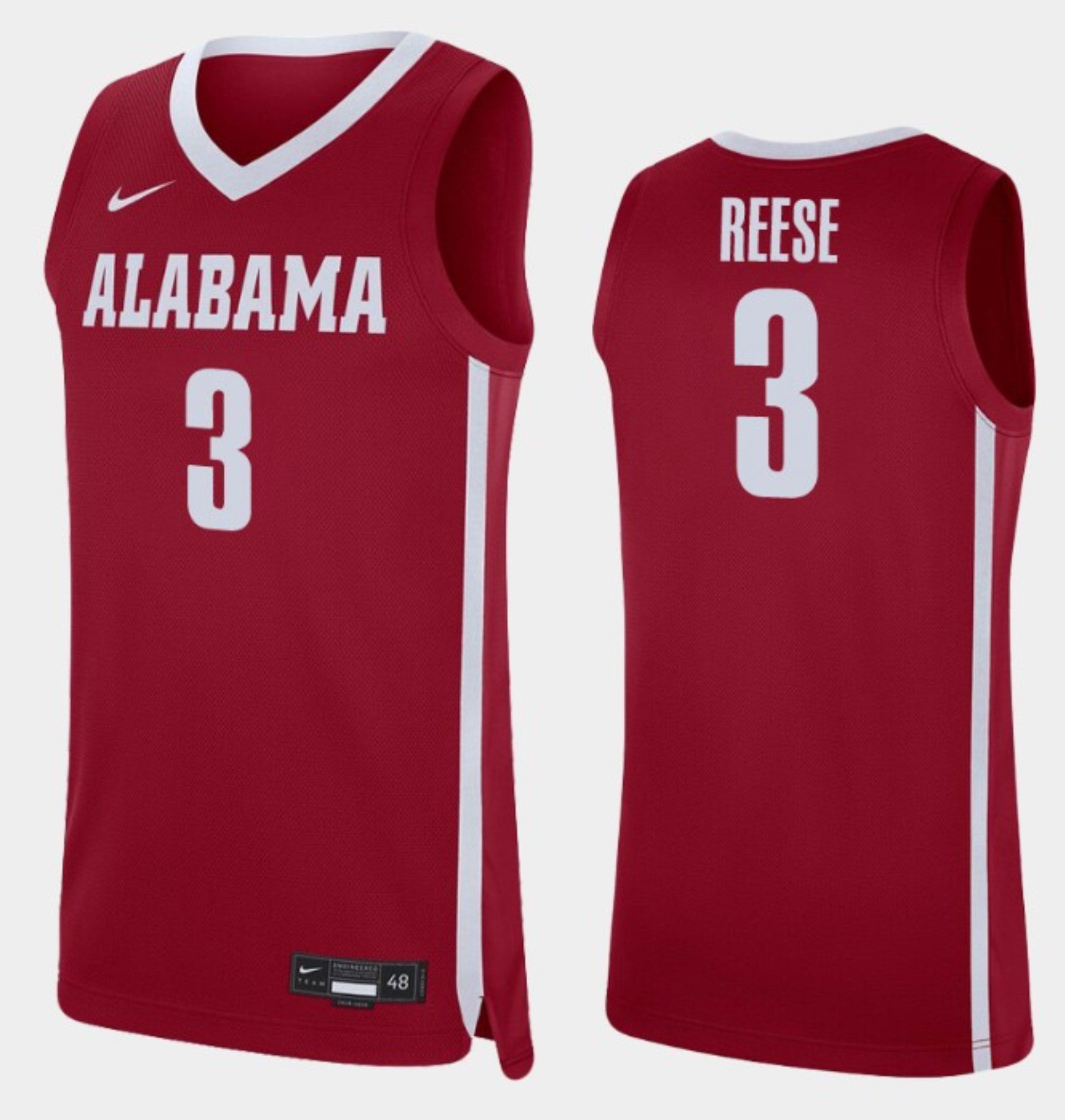Alex Reese Jersey Alabama Crimson Tide College Basketball Replica Crimson #3