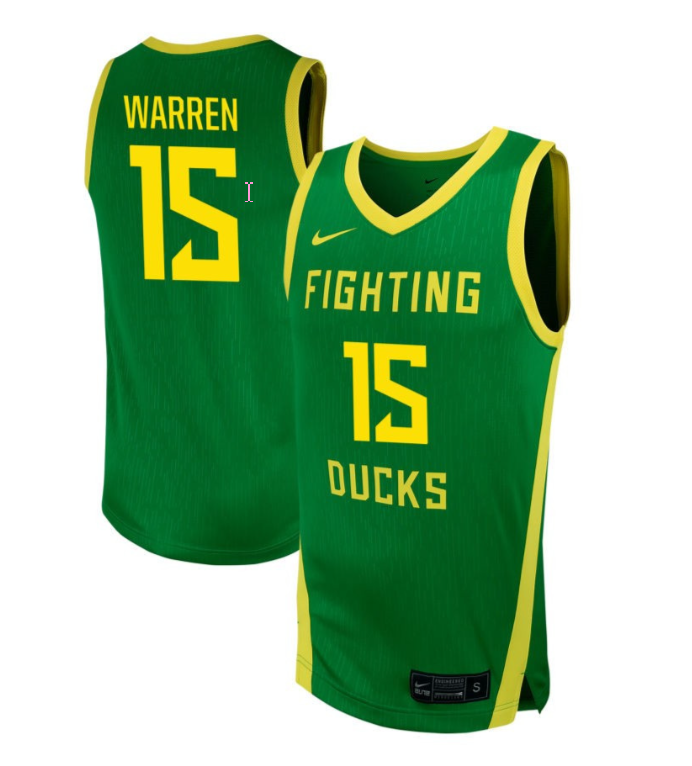 Andre Warren Jersey #15 Oregon Ducks NIL Basketball Green