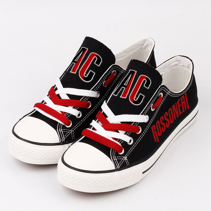 AC Milan Low Top Canvas Sport Sneakers Shoes For Men Women Fans