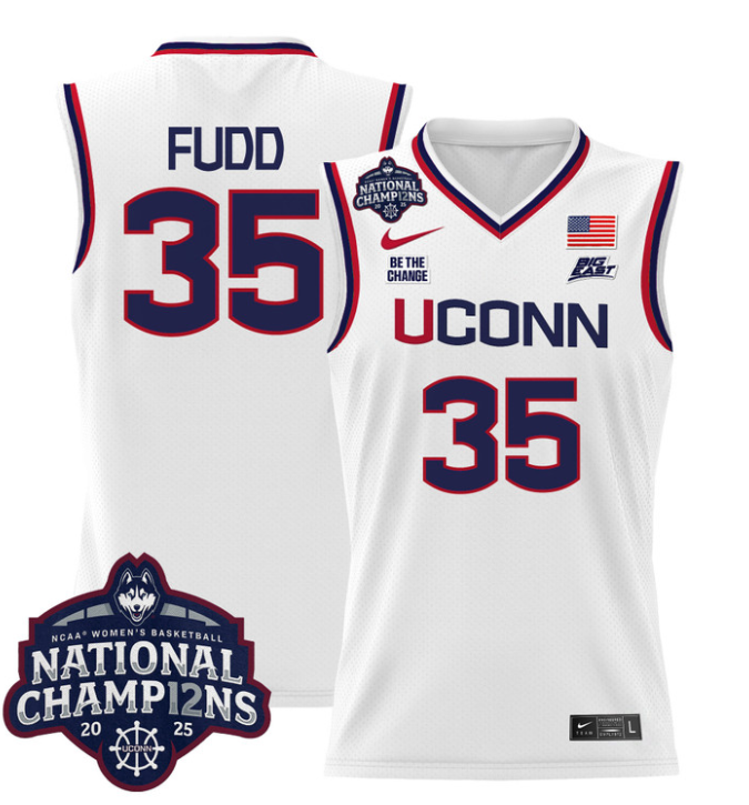 Azzi Fudd Jersey #35 UConn Huskies 2025 National Champions Patch White