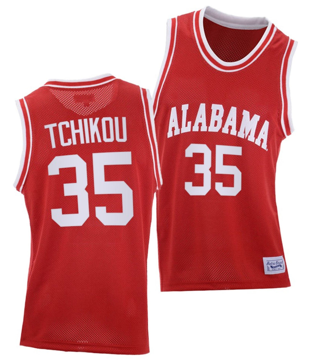 Alex Tchikou Jersey Alabama Crimson Tide College Basketball Red Throwback #35
