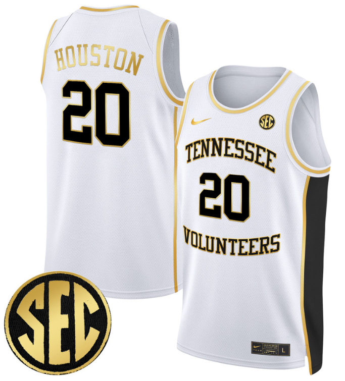Allan Houston Jersey #20 Tennessee Vols 2024 Swingman Basketball White Gold