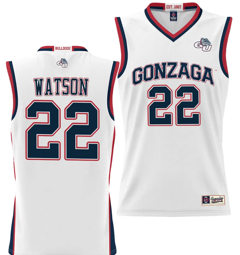 Anton Watson Jersey #22 Gonzaga Bulldogs NIL College Basketball Lightweight White
