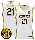 Alex Condon Jersey #21 Florida Gators 2024 Lightweight Basketball White Gold