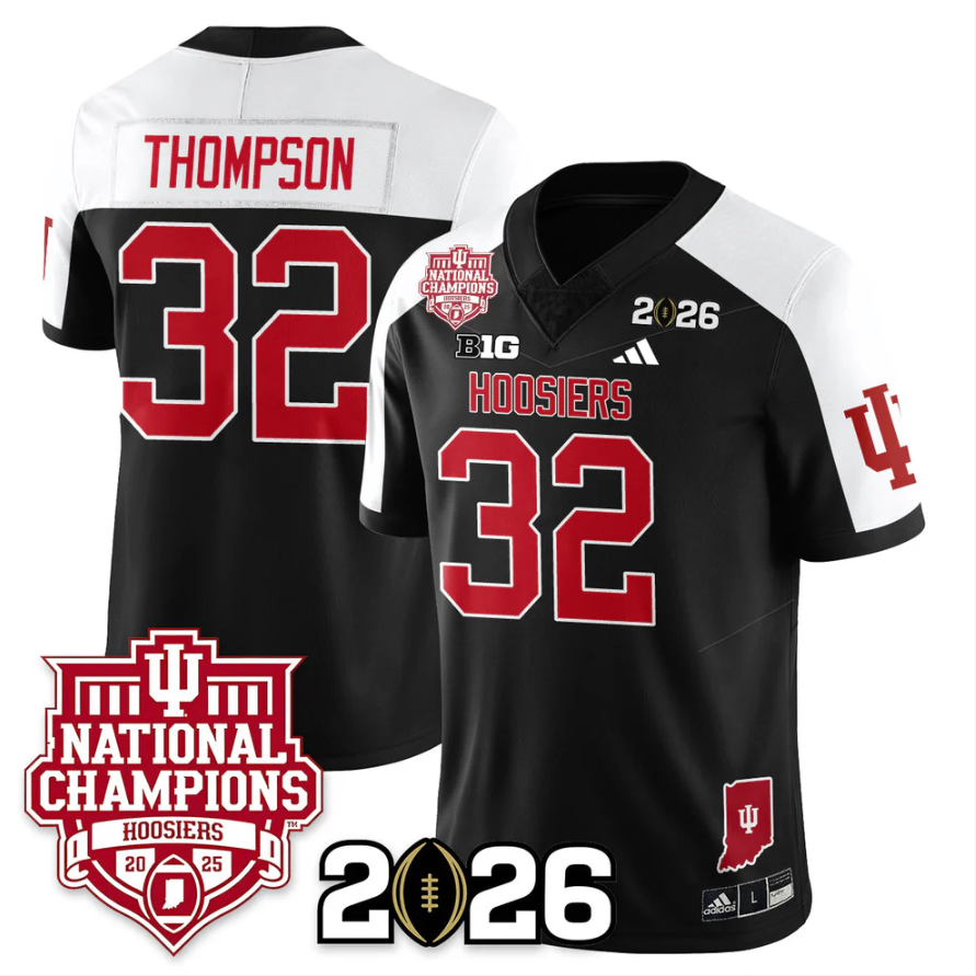 Anthony Thompson Jersey #32 Indiana Hoosiers 2025 National Champions Black Alternate