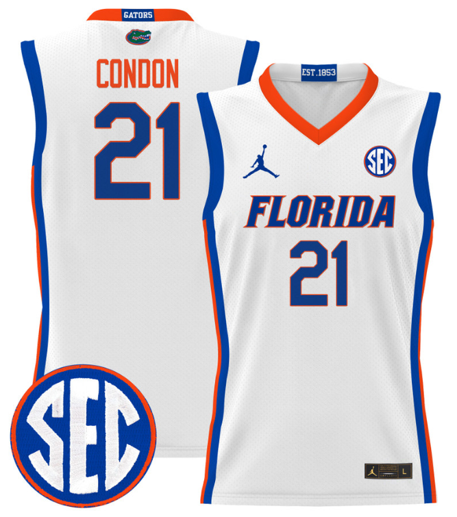 Alex Condon Jersey #21 Florida Gators 2024 Lightweight Basketball White