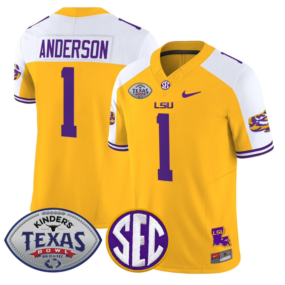 Aaron Anderson Jersey #1 LSU Tigers 2025 Texas Bowl Limited Stitched