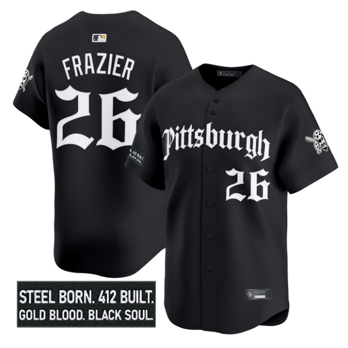 Adam Frazier Jersey #26 Pittsburgh Pirates Gothic Steel City Stitched