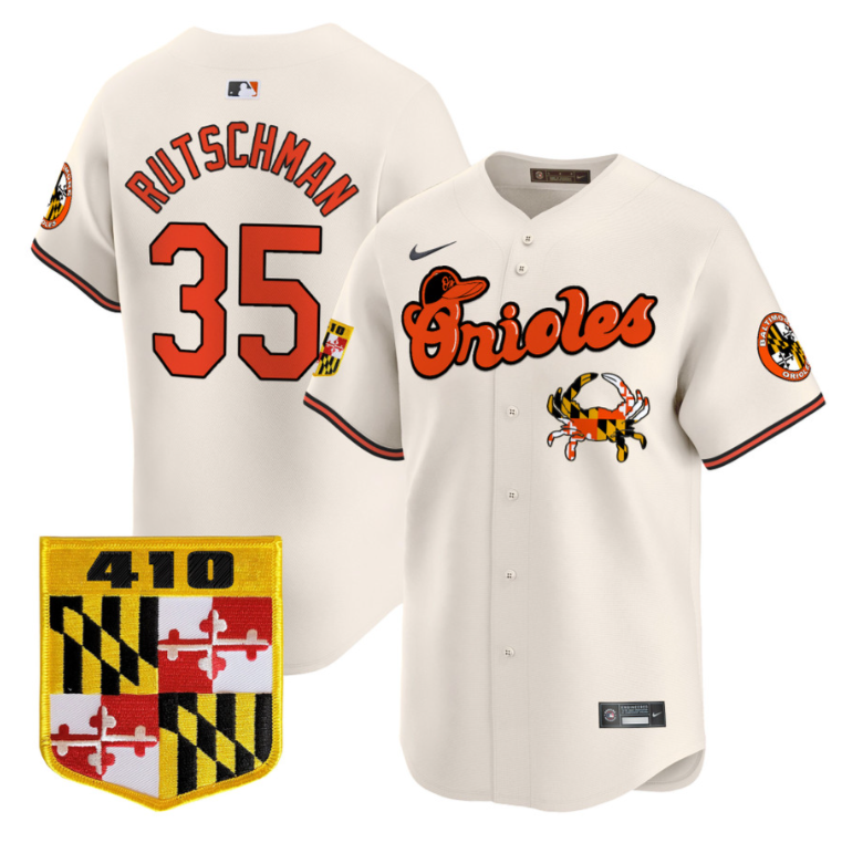 Adley Rutschman Jersey #35 Baltimore Orioles 410 & Chesapeake Crab Patch Limited Stitched