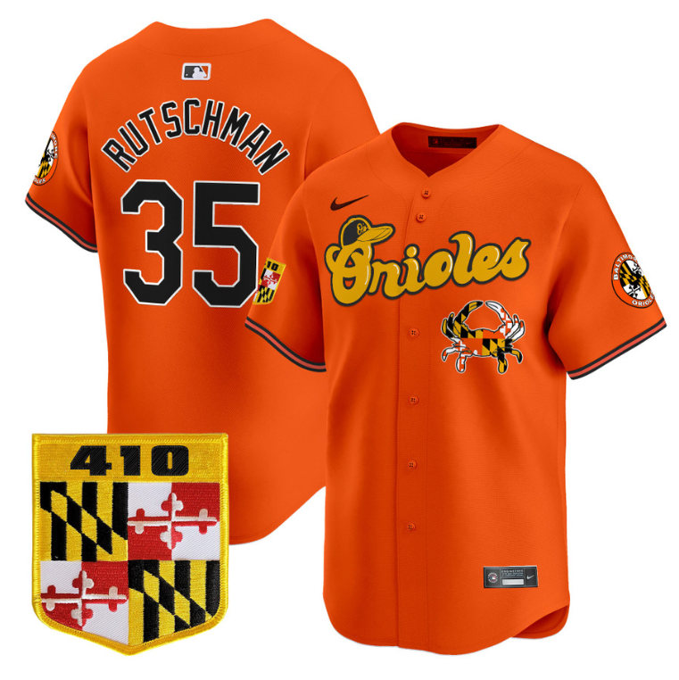 Adley Rutschman Jersey #35 Baltimore Orioles 410 & Chesapeake Crab Patch Limited Stitched