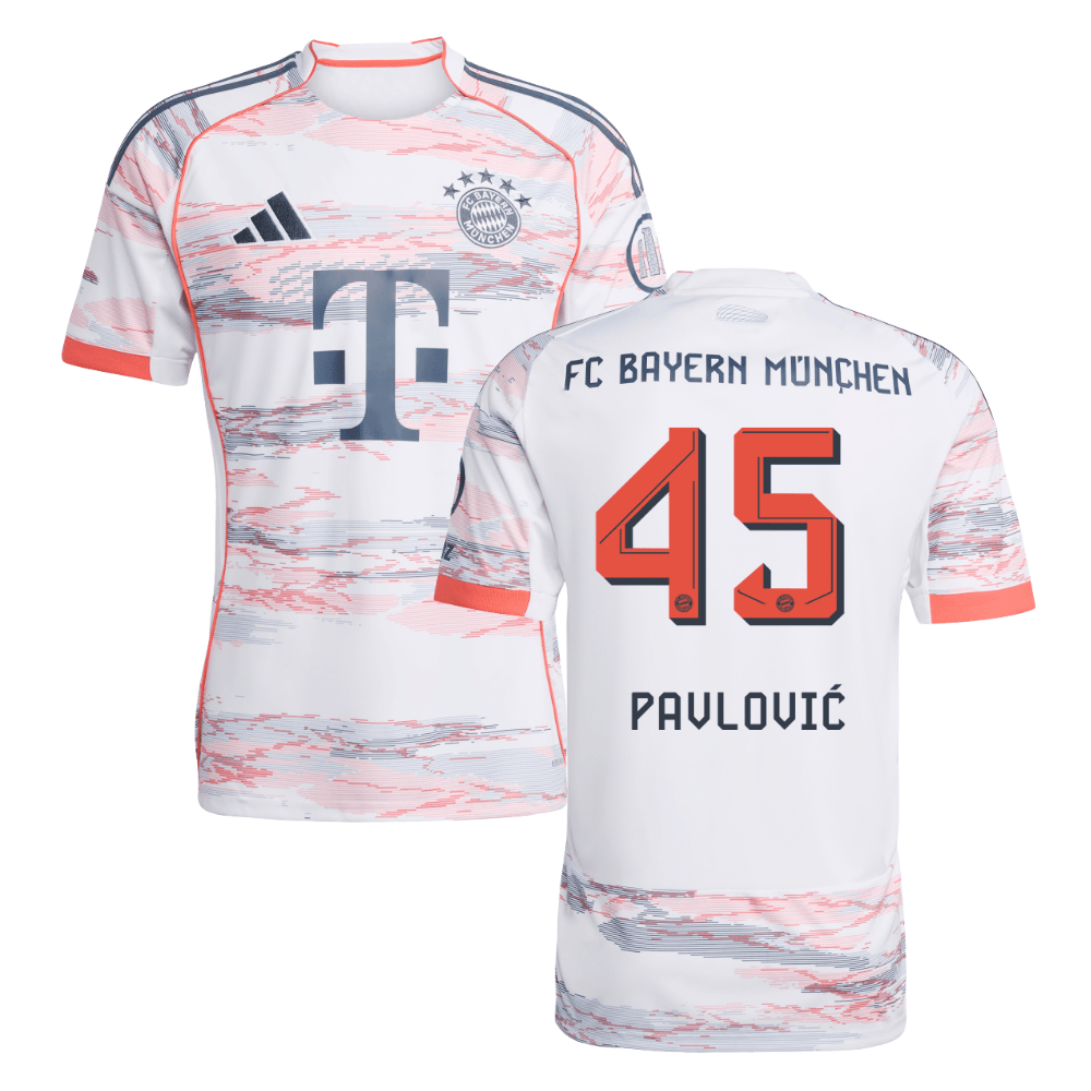 Aleksandar Pavlovic #45 Bayern Munich 2025-26 Away Men Jersey – White