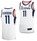 Alex Karaban Jersey UConn Huskies College Basketball White Replica #11