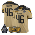 Alex Tecza Jersey #46 Navy Midshipmen Jolly Rogers 2025 Trophy Stitched Gold