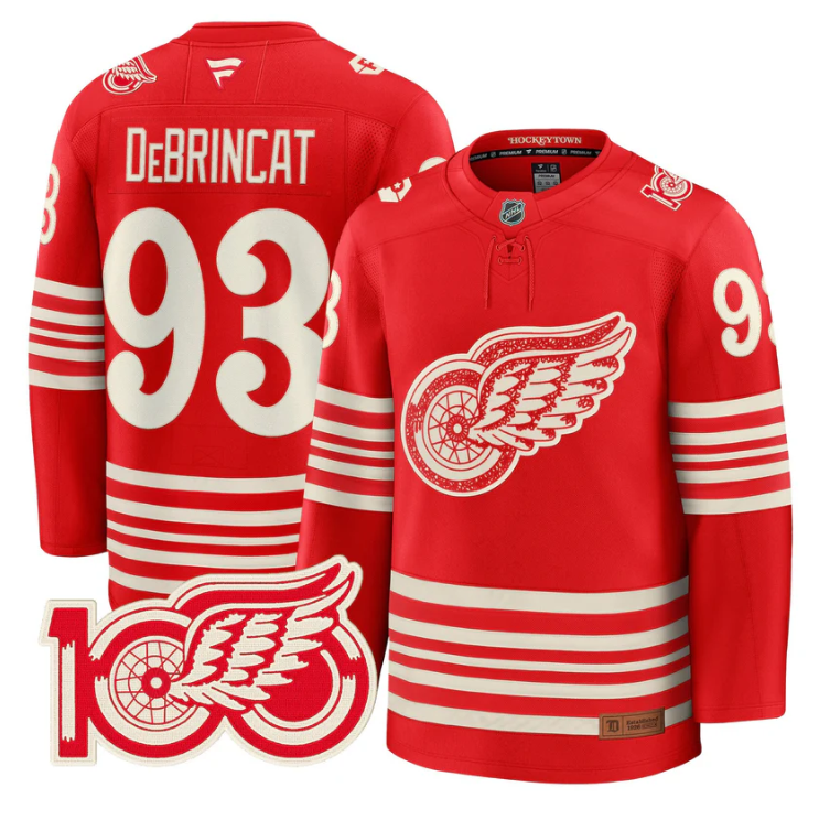 Alex DeBrincat Jersey #93 Detroit Red Wings Centennial Season Premium Stitched