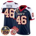 Alex Tecza Jersey #46 Navy Midshipmen USMC 250th Patch Stitched