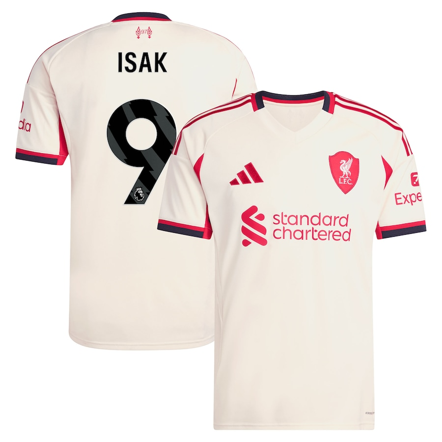 Alexander Isak 9 Liverpool 2025-26 Away Match Jersey – Cream