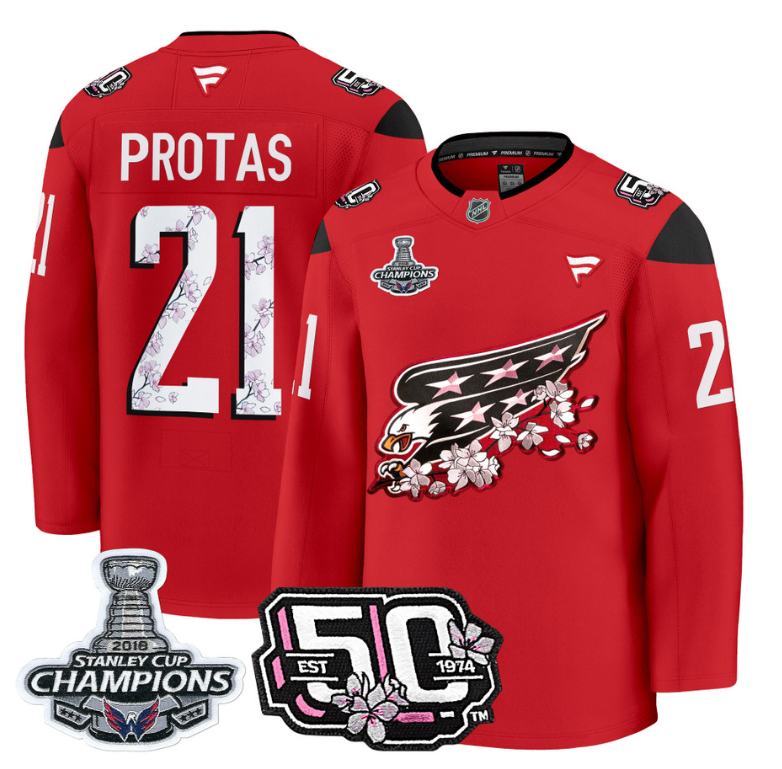 Aliaksei Protas Jersey #21 Washington Capitals 50th 2018 Stanley Cup Champions Patch