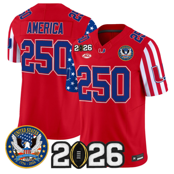America Jersey #250 Miami Hurricanes America 250 Edition 2026 CFP Patch Stitched