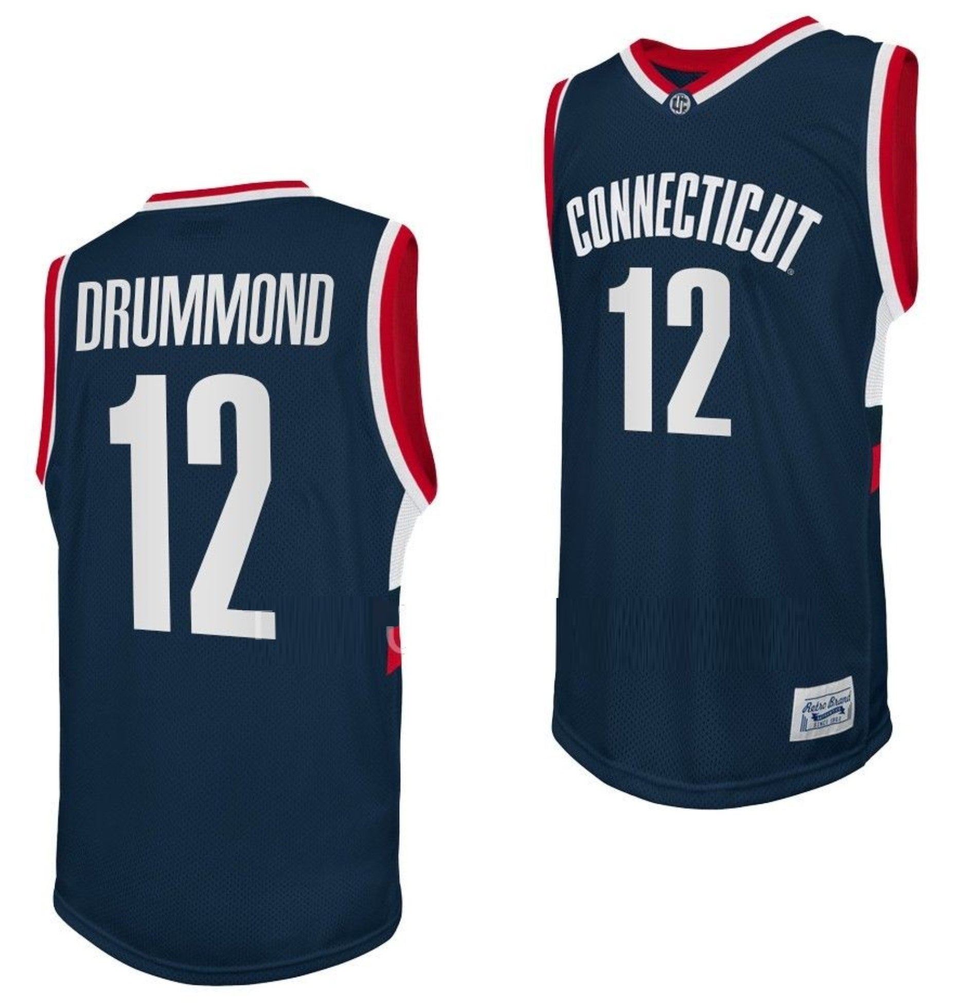 Andre Drummond Jersey UConn Huskies College Basketball Navy Retro #12