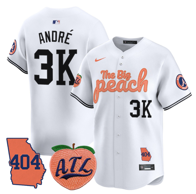 André Jersey #3K Atlanta Braves 404 & The Big Peach Premier Limited Stitched