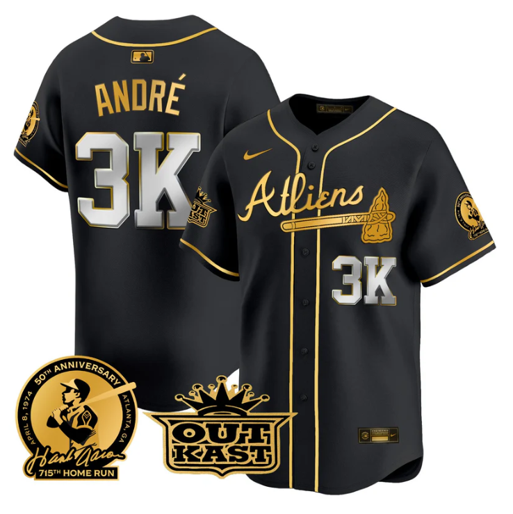 André Jersey #3K Atlanta Braves Atliens Hank Aaron Patch Limited Stitched