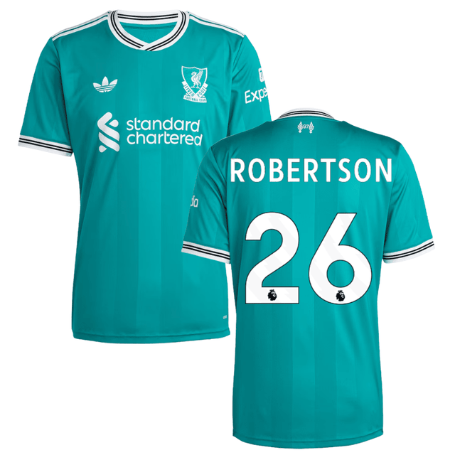 Andrew Robertson 26 Liverpool 2025-26 Third Match Jersey – Aqua