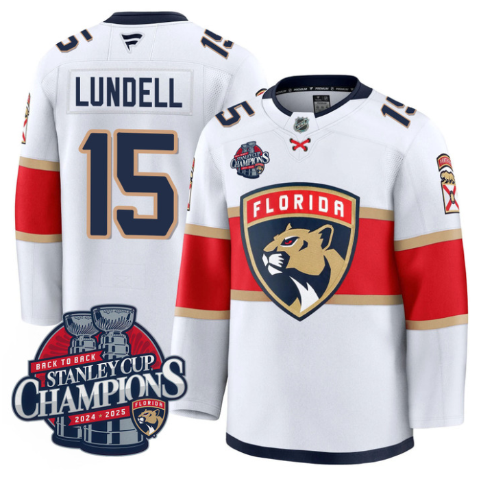 Anton Lundell Jersey #15 Florida Panthers 2025 Stanley Cup Back To Back Blue
