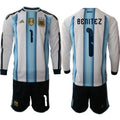 Argentina #1 Benitez Jersey Long Sleeve National Team x World Cup 2026 Home White On Field Soccer