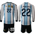 Argentina #22 L.MARTINEZ Jersey Long Sleeve National Team x World Cup 2026 Home White On Field Soccer