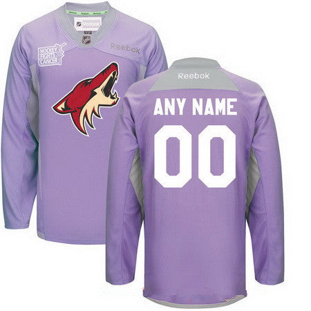 Arizona Coyotes Purple Pink Custom Reebok Hockey Fights Cancer Practice Jersey Stitched