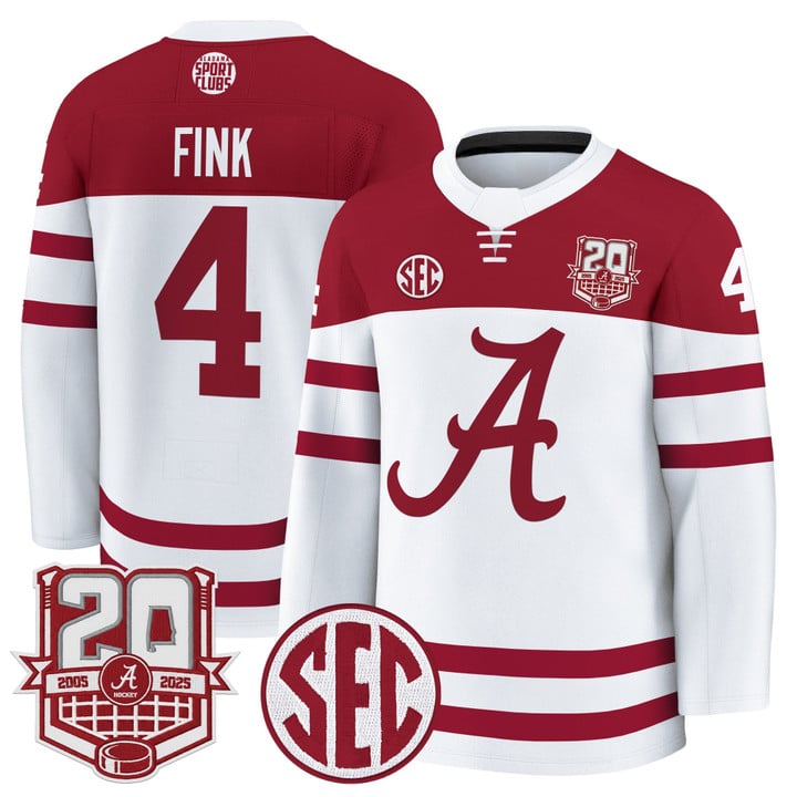 Austin Fink Jersey #4 Alabama Crimson 2025-26 20th Patch Stitched