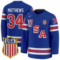 Auston Matthews Jersey #34 Team USA Winter Olympics 2026 Hockey Premium STITCHED Blue