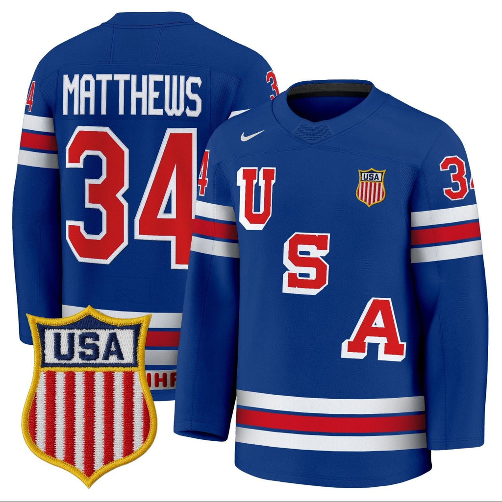 Auston Matthews Jersey #34 USA Olympic 2026 Premium Hockey Stitched