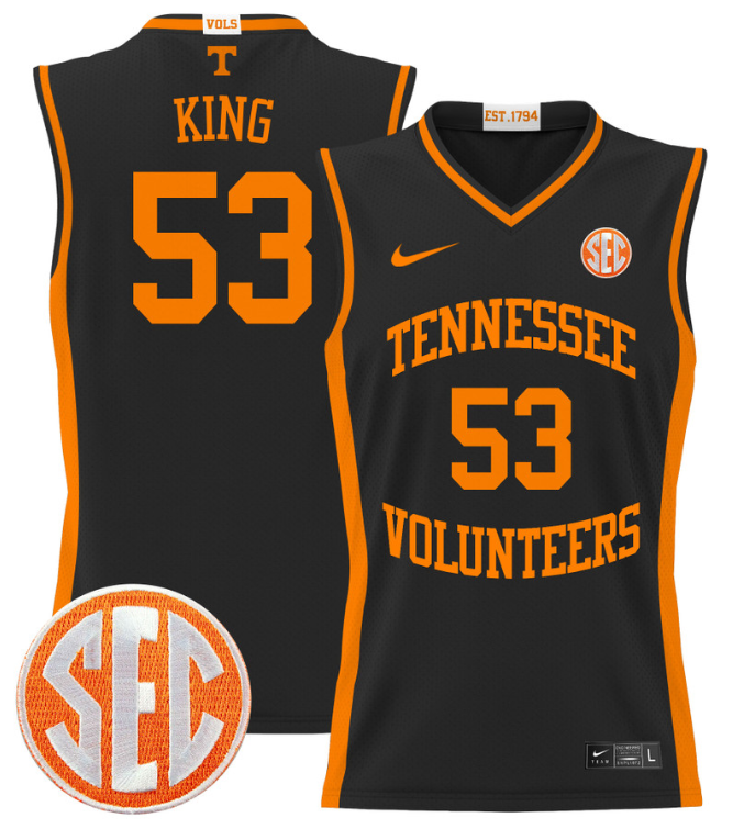 Bernard King Jersey #53 Tennessee Vols 2024 Lightweight Basketball Black