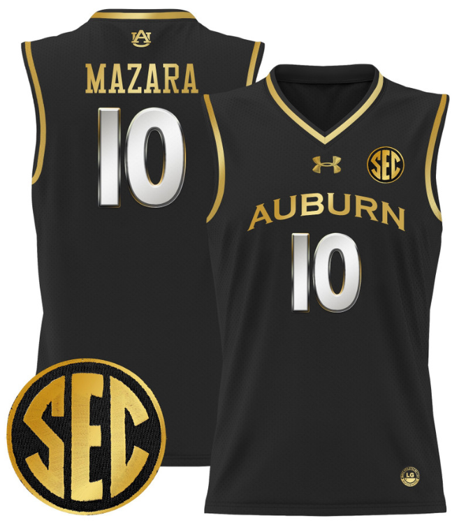 Baker Mazara Jersey #10 Auburn Tigers 2024 Lightweight Basketball Black Gold