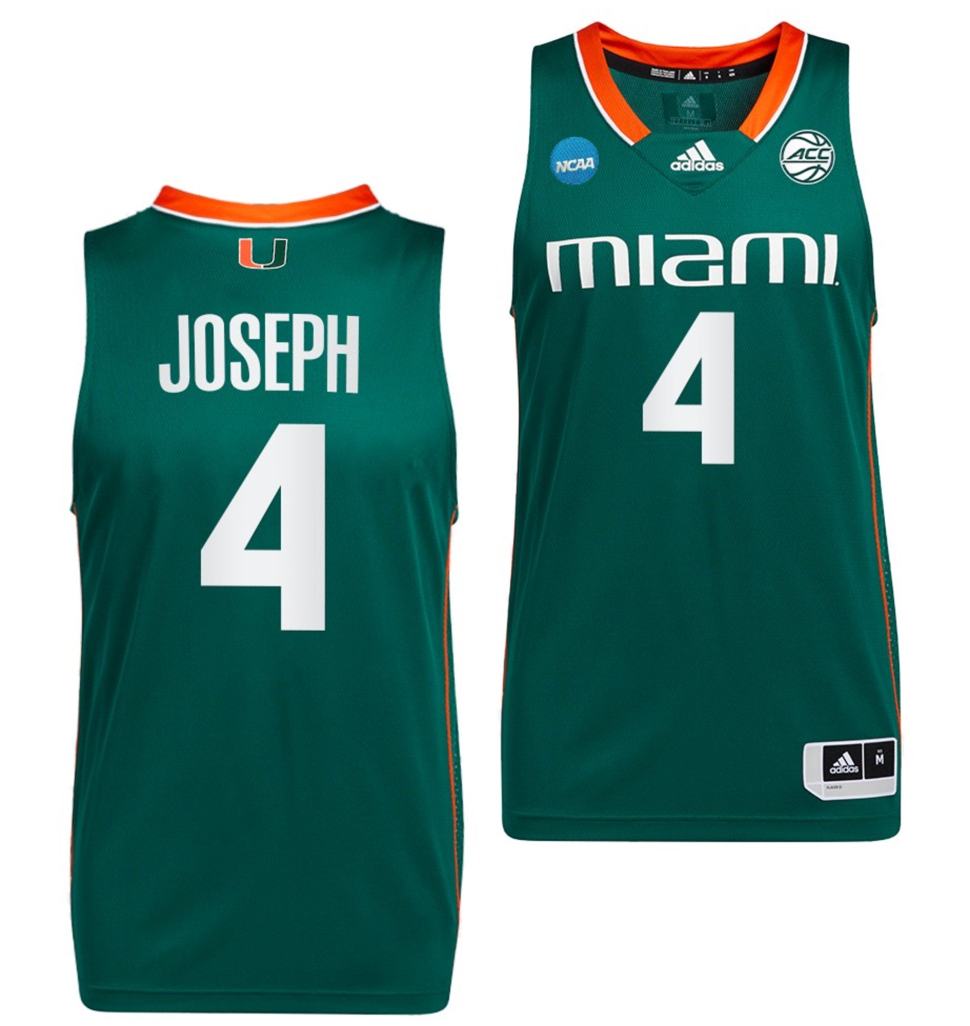 Bensley Joseph Jersey #4 Miami Hurricanes 2023 NCAA March Madness Green College Basketball