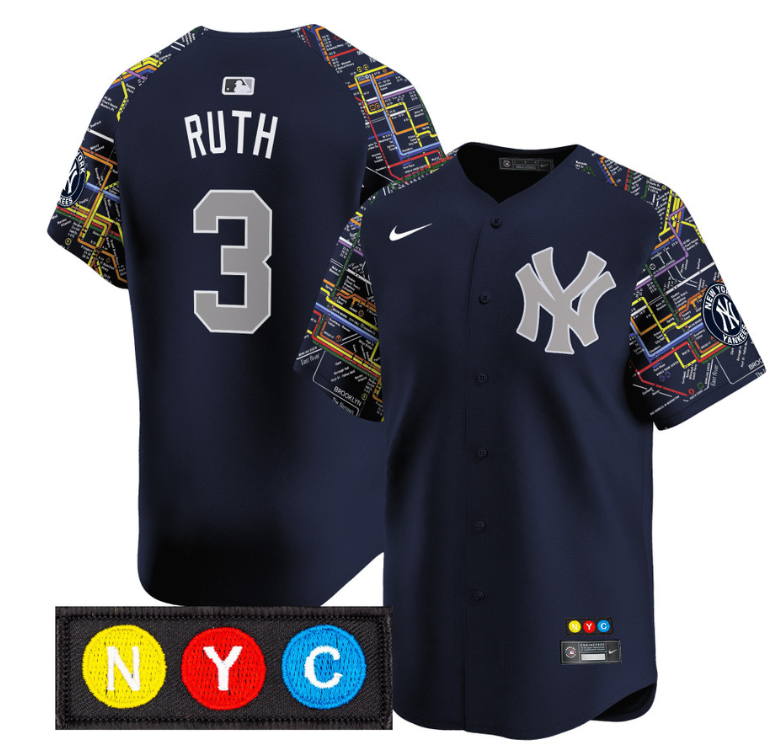 Babe Ruth Jersey #3 New York Yankees Apple Patch Vapor Premier Limited Stitched