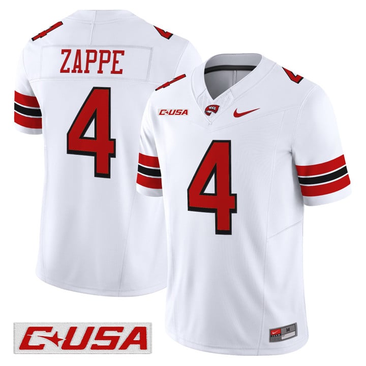 Bailey Zappe Jersey #4 Western Kentucky Hilltoppers 2025 Stitched