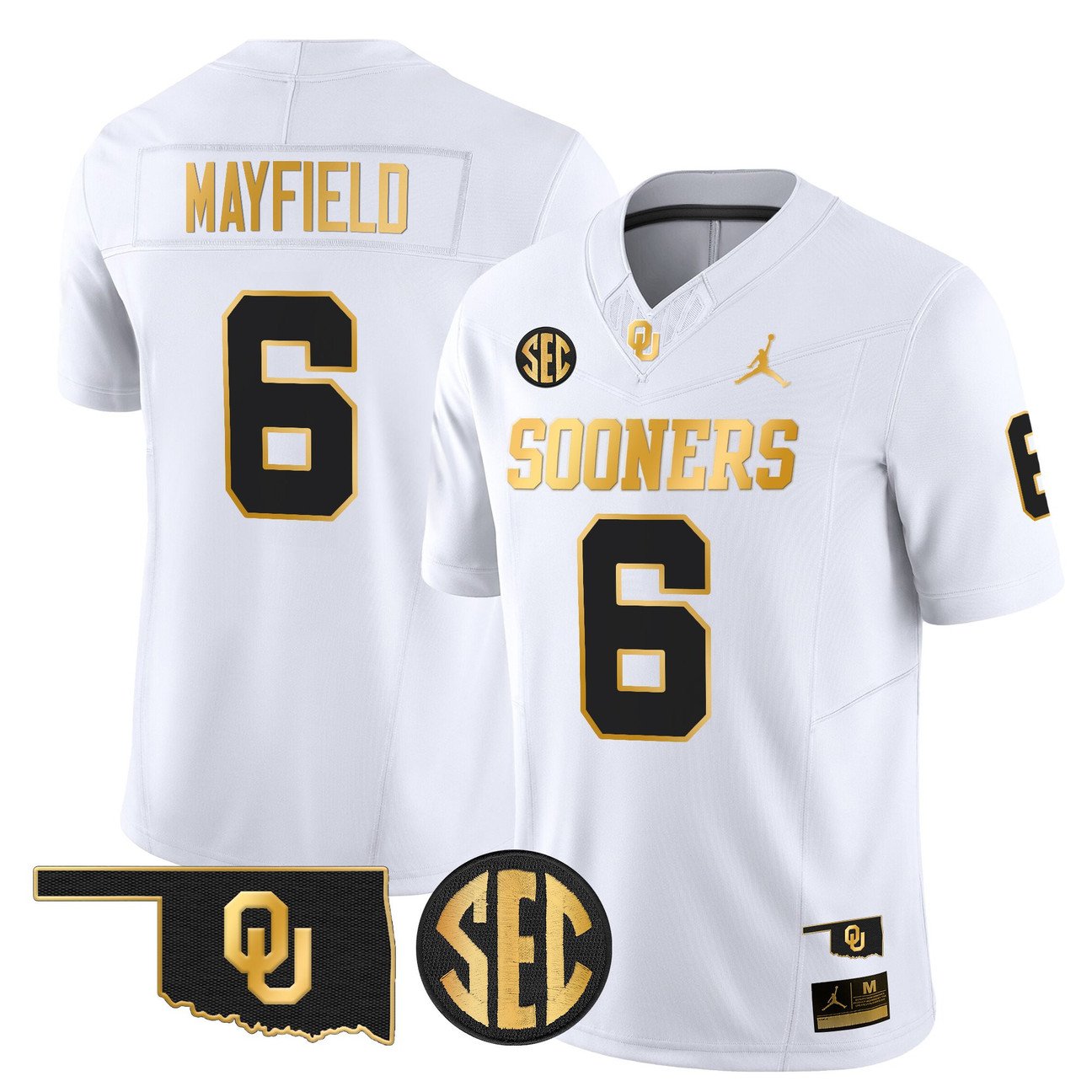 Baker Mayfield Jersey #6 Oklahoma Sooners 2025 Gold Limited Stitched