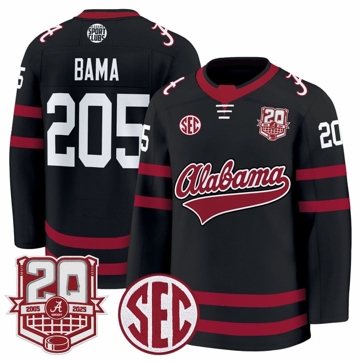 Bama Jersey #205 Alabama Crimson 2025-26 20th Anniversary Patch Stitched