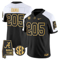 Bama Jersey #205 Alabama Crimson Tide 2025 Gold Vapor Stitched