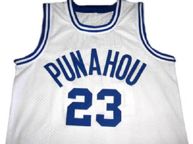 Barack Obama Jersey #23 Punahou High School Basketball White Stitched