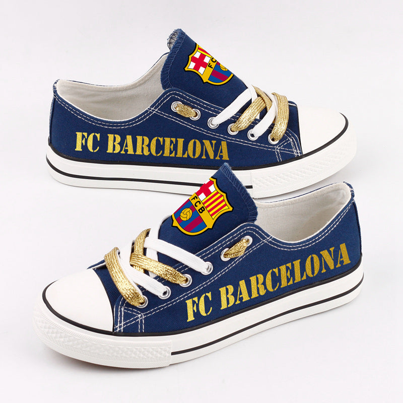 Barcelona Low Top Canvas Sport Sneakers Shoes For Men Women Fans