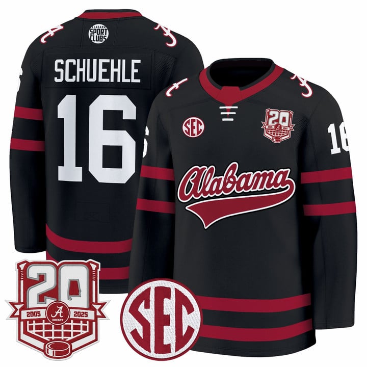 Baz Schuehle Jersey #16 Alabama Crimson 2025-26 20th Patch Stitched