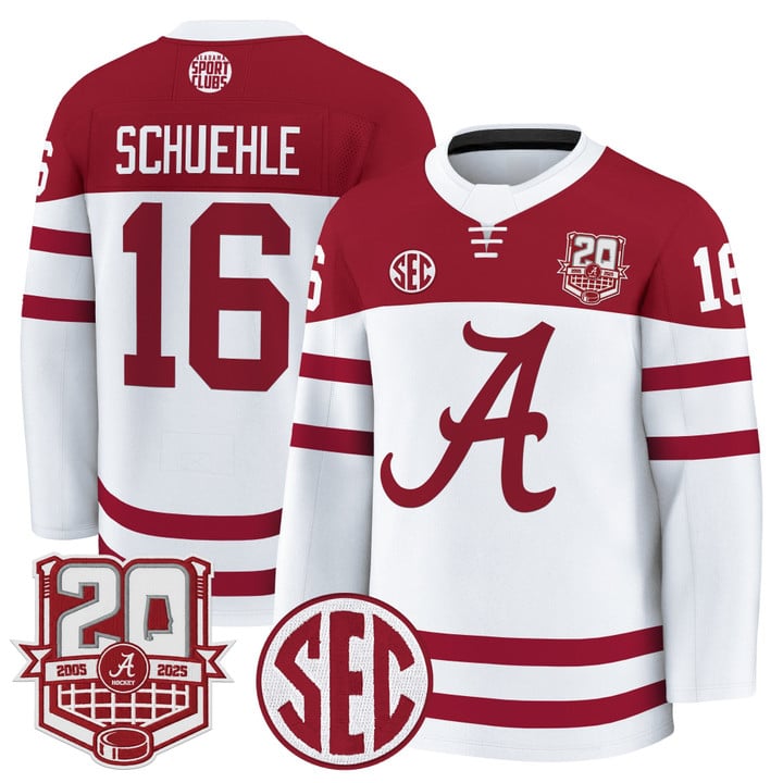 Baz Schuehle Jersey #16 Alabama Crimson 2025-26 20th Patch Stitched