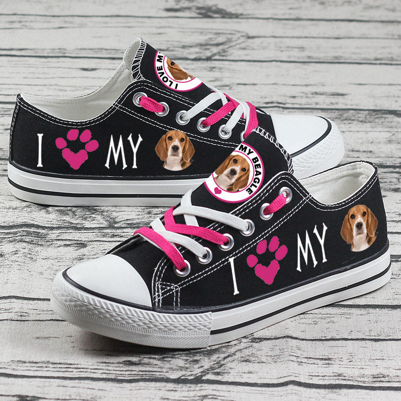 Beagle Canvas Sneakers Shoes For Men Women Fans