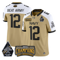 Beat Army Jersey #12 Navy Midshipmen Jolly Rogers 2025 Trophy Stitched Gold Alternate