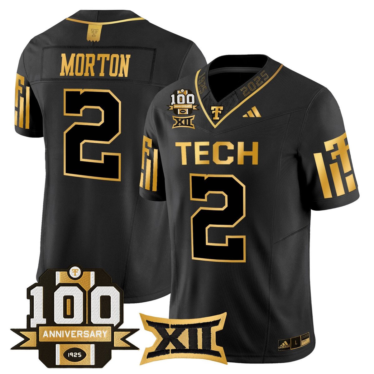 Behren Morton Jersey #2 Texas Tech 2025 100th Anniversary Stitched