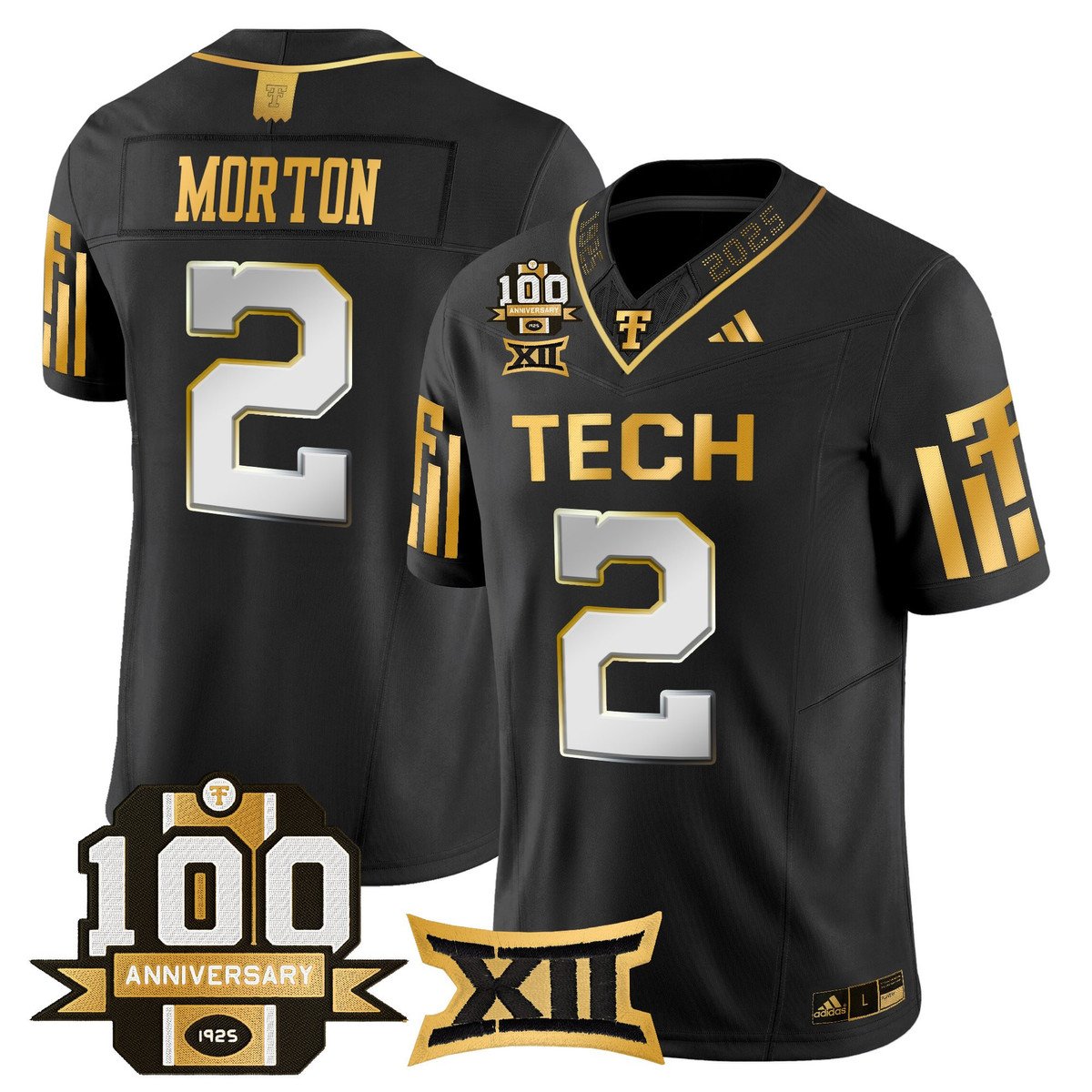 Behren Morton Jersey #2 Texas Tech 2025 100th Anniversary Stitched